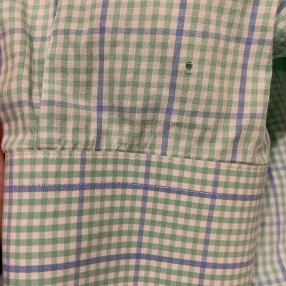 Vineyard Vines Whale Shirt Button Down Preppy Green Gingham with Blue Size Med - Picture 7 of 7